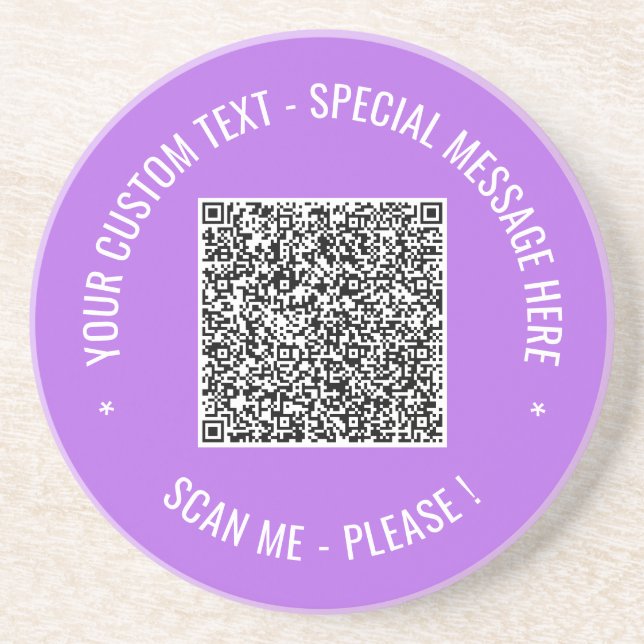 QR Code Scan Info Benutzerdefinierter Text- und Fa Getränkeuntersetzer (Vorne)