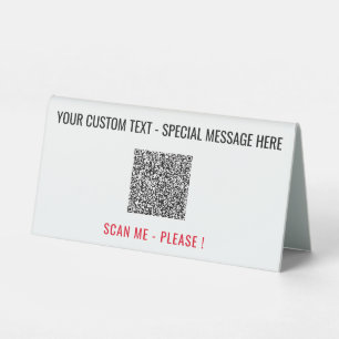 QR-Code-Scan Info Benutzerdefinierter Text- und Fa Tischaufsteller