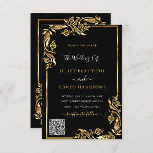 QR Code Scan Info Black Gold Faire-part de mariage