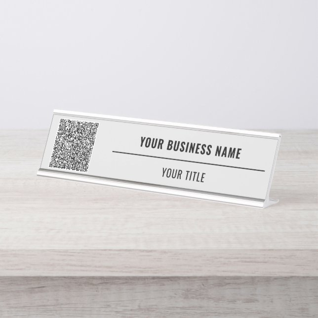 QR Code Scan Info Business Desk Name Plakat Schreibtischnamensplakette (Vorderseite )