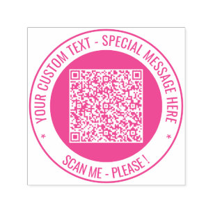 QR Code Scan Info Runde Briefmarke Benutzerdefinie Permastempel