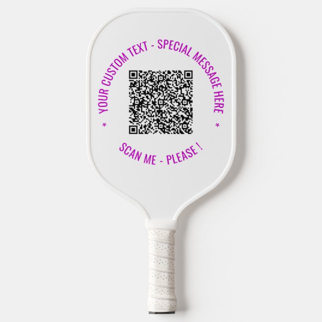 QR Code Scan Info Text und Farbstapel Paddel Pickleball Schläger (Vorderseite)