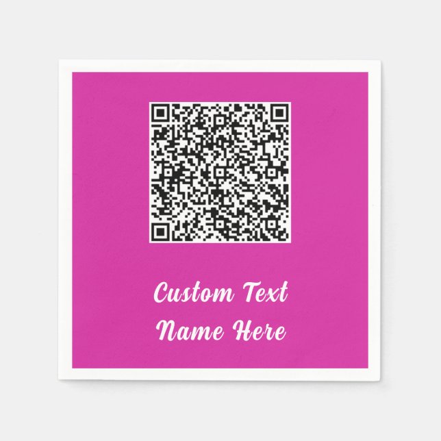 QR Code Scan Info Textname Hochzeitsfeier Napkins Serviette (Vorderseite)