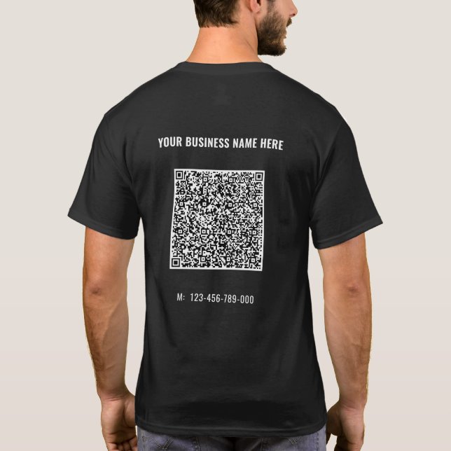 QR Code Scan Info und Custom Text Business T - Shi T-Shirt (Rückseite)