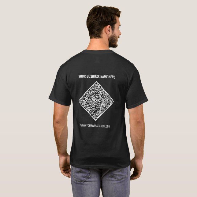 QR Code Scan Info und Custom Text Business T - Shi T-Shirt (Schwarz voll)