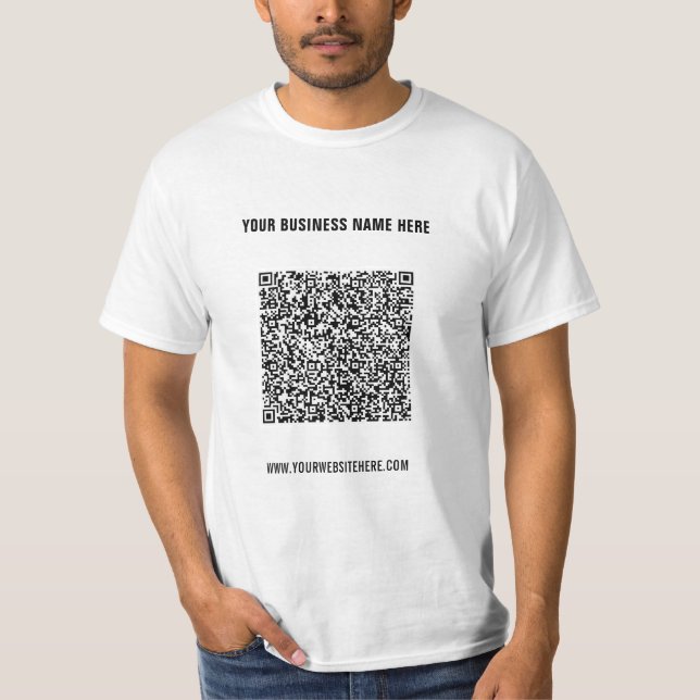 QR Code Scan Info und Custom Text Business T - Shi T-Shirt (Vorderseite)