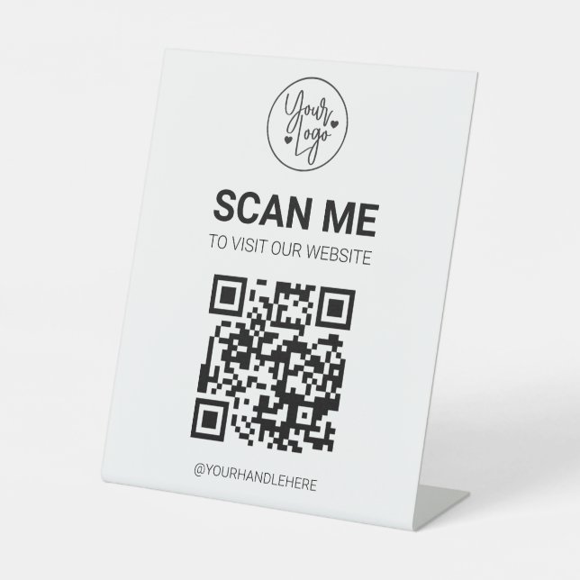 QR Code Scan Me Business Menü Website Services Ped Sockelschild (Vorderseite)