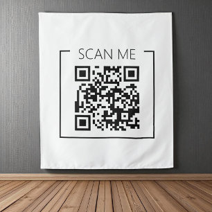 QR-Code Scan Me Business Minimalist  Wandteppich