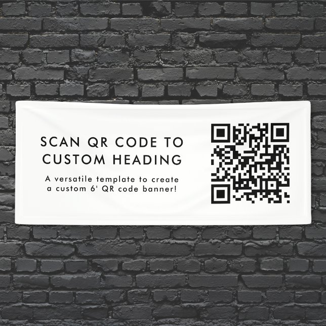 QR Code Scan Me Modernes Minimalistisches, einfach Banner (Versatile vinyl banner template with interactive QR code & custom text.)