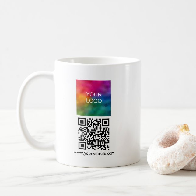 QR-Code Scan Me Upload Logo Moderne Einfache Vorla Kaffeetasse (Mit Donut)