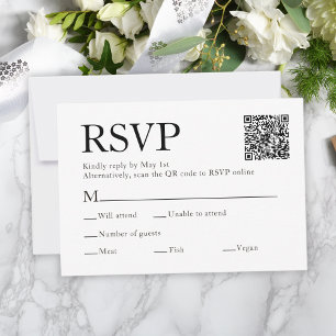 Qr Code Scan Meal Choice White Wedding RSVP Karte