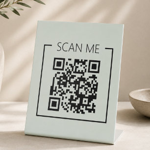 QR-Code Scan mich Sage Grün Geschäft Sockelschild