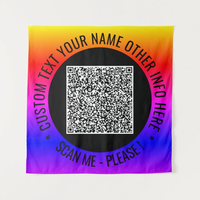 QR-Code-Scan und benutzerdefinierte Text-Farbbandb Wandteppich (Vorderseite)