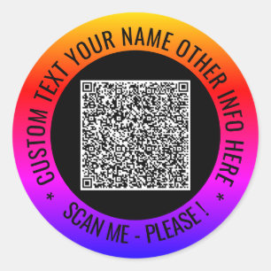 QR-Code-Scan und benutzerdefinierte Text-Round-Sti Runder Aufkleber