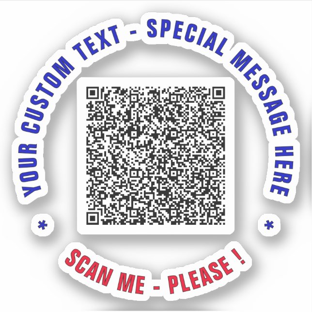 QR-Code-Scan und Vorlage für benutzerdefinierte Te Aufkleber (Vorderseite)