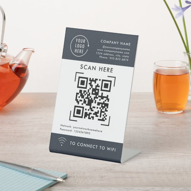 QR Code Scan Wifi | Kontaktlose Firmenlogos Sockelschild (In SItu)