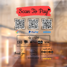 QR Code Scan zu bezahlen Venmo Paypal Google Pay Fensteraufkleber