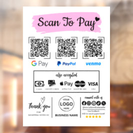 QR Code Scan zu bezahlen Venmo Paypal Google Pay Fensteraufkleber
