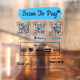 QR Code Scan zu bezahlen Venmo Paypal Google Pay Fensteraufkleber
