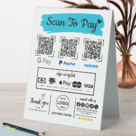 QR Code Scan zu bezahlen Venmo Paypal Google Pay Tischaufsteller