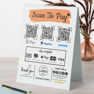 QR Code Scan zu bezahlen Venmo Paypal Google Pay Tischaufsteller