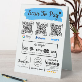 QR Code Scan zu bezahlen Venmo Paypal Google Pay Tischaufsteller