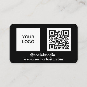 QR Code Scannable Black Beruflich Visitenkarte