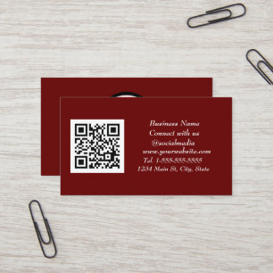 QR Code Scannable Burgundy Maroon Visitenkarte