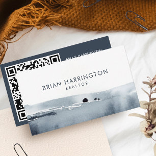 QR-Code Scannable Minimalistisch Soft Gray Waterco Visitenkarte