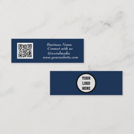 QR Code Scannable Navy Blue Mini Visitenkarte