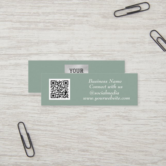 QR Code Scannable Sage Beruflich Mini Visitenkarte (Vorderseite/Rückseite Beispiel)