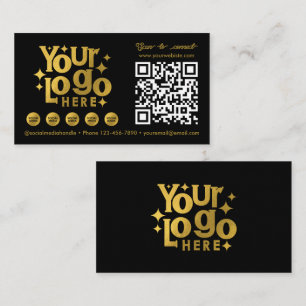 QR-Code Scannable Social Media Gold Business-Logo Visitenkarte