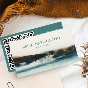 QR-Code Scannable Watercolor Abstrakt Artistic Visitenkarte