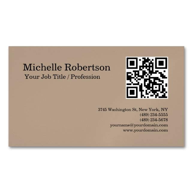 QR-Code scannbar Minimalistisch anpassbar Magnetische Visitenkarte (Vorderseite)