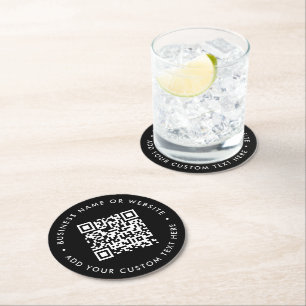 QR-Code Scannen Sie Me Black Modern Stylish Busi Runder Pappuntersetzer