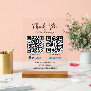 QR-Code scannen   Venmo Paypal Payment Acrylschild