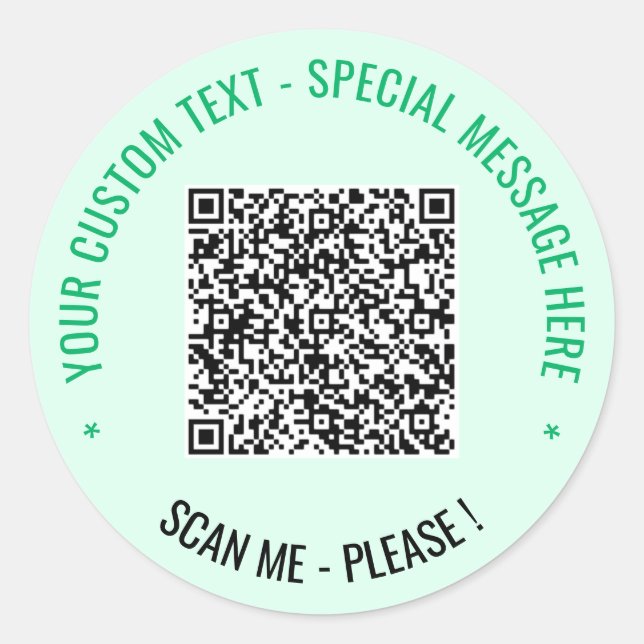 QR-Code Scannen von benutzerdefiniertem Text und F Runder Aufkleber (Vorderseite)