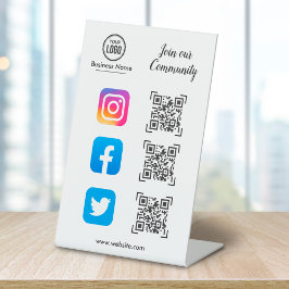 QR-Code-Scanner zur Verbindung auf Social Media Wh Sockelschild