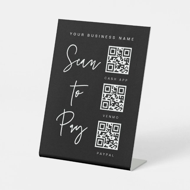 QR-Code Schild Minimal Bar Valet Geschäft Hochzeit (Vorderseite)
