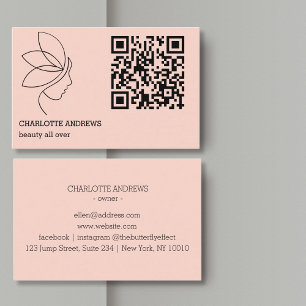 QR-Code, Schönheit, Logo, Linie Art Blush Visitenkarte