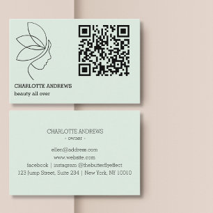 QR-Code, Schönheit, Logo, Linie Art Green Visitenkarte