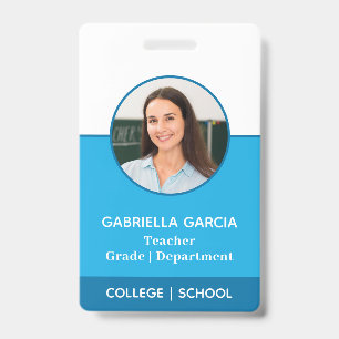 QR Code School Lehrer Foto Blue ID Abzeichen Ausweis