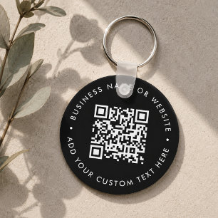 QR-Code Schwarz Geschäft Modern Budget Rund Schlüsselanhänger