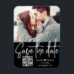 qr Code Schwarz-weiß Hochzeitsstichtag Foto Save t Magnet<br><div class="desc">qr Code moderne weiße Handschrift schwarzen Hintergrund Hochzeit-Foto Speichern Sie das Datum Magnet,  benutzerdefinierte. Sie können die Hintergrundfarbe und Schriftart Farbe und Stil ändern.</div>