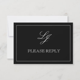 QR Code Schwarz-Weiß-Kalligrafie Monogramm Hochzei RSVP Karte