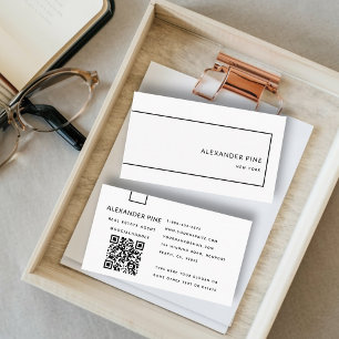 QR Code Schwarz-weiß Sleek Moderne Beruflich Visitenkarte
