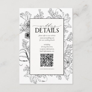 QR-Code Schwarz-weiße Blumenzwiebeldetails Begleitkarte