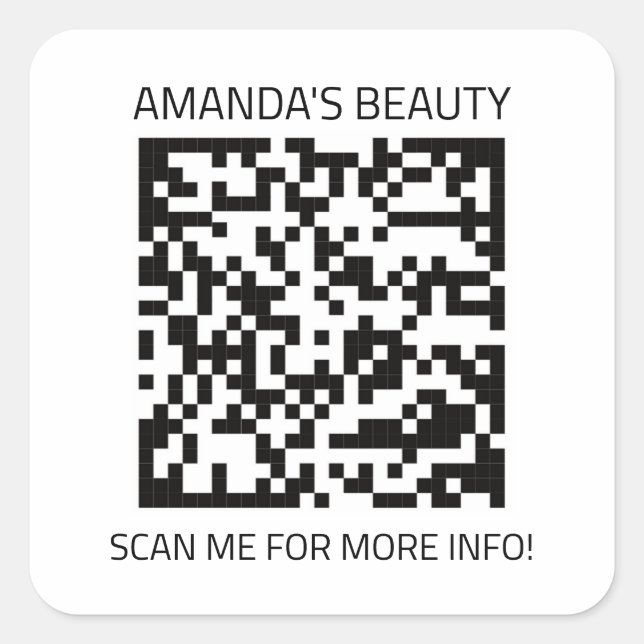 QR-Code Schwarz-weiße Werbeaktion - kleine Rücksei Quadratischer Aufkleber (Vorderseite)