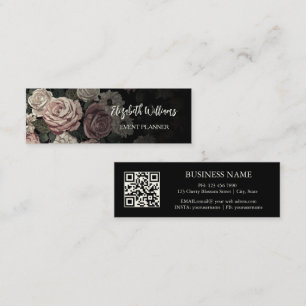 QR-Code   Schwarze Rose Schwarz Mini Visitenkarte