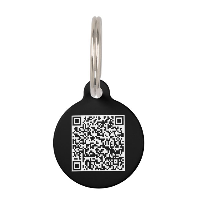 QR Code Schwarzer benutzerdefinierter Kontakt Info Haustiermarke (Vorderseite)